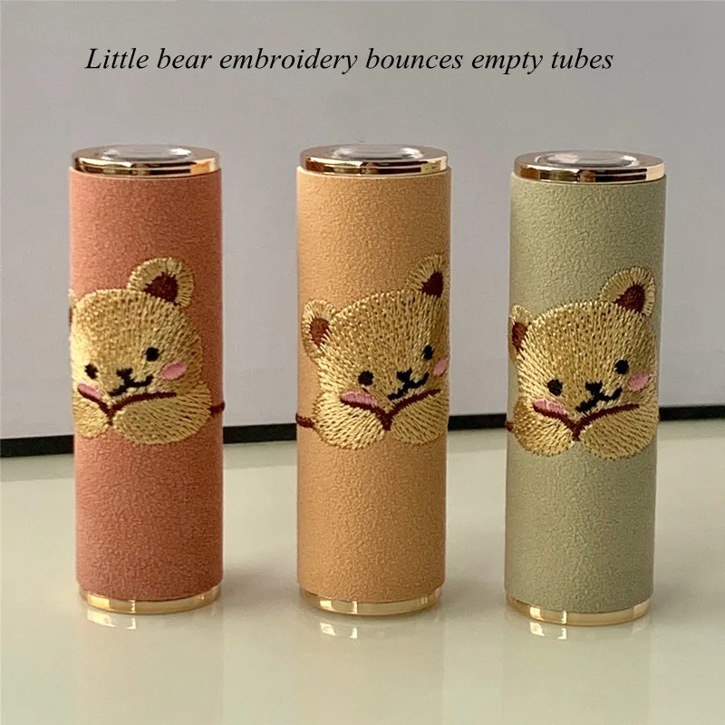 10/30/50pcs Lipstick Container Lipstick Tube Little Bear Embroidery Bounces Lipstick Tube Empty Lip Balm Container Makeup Tools