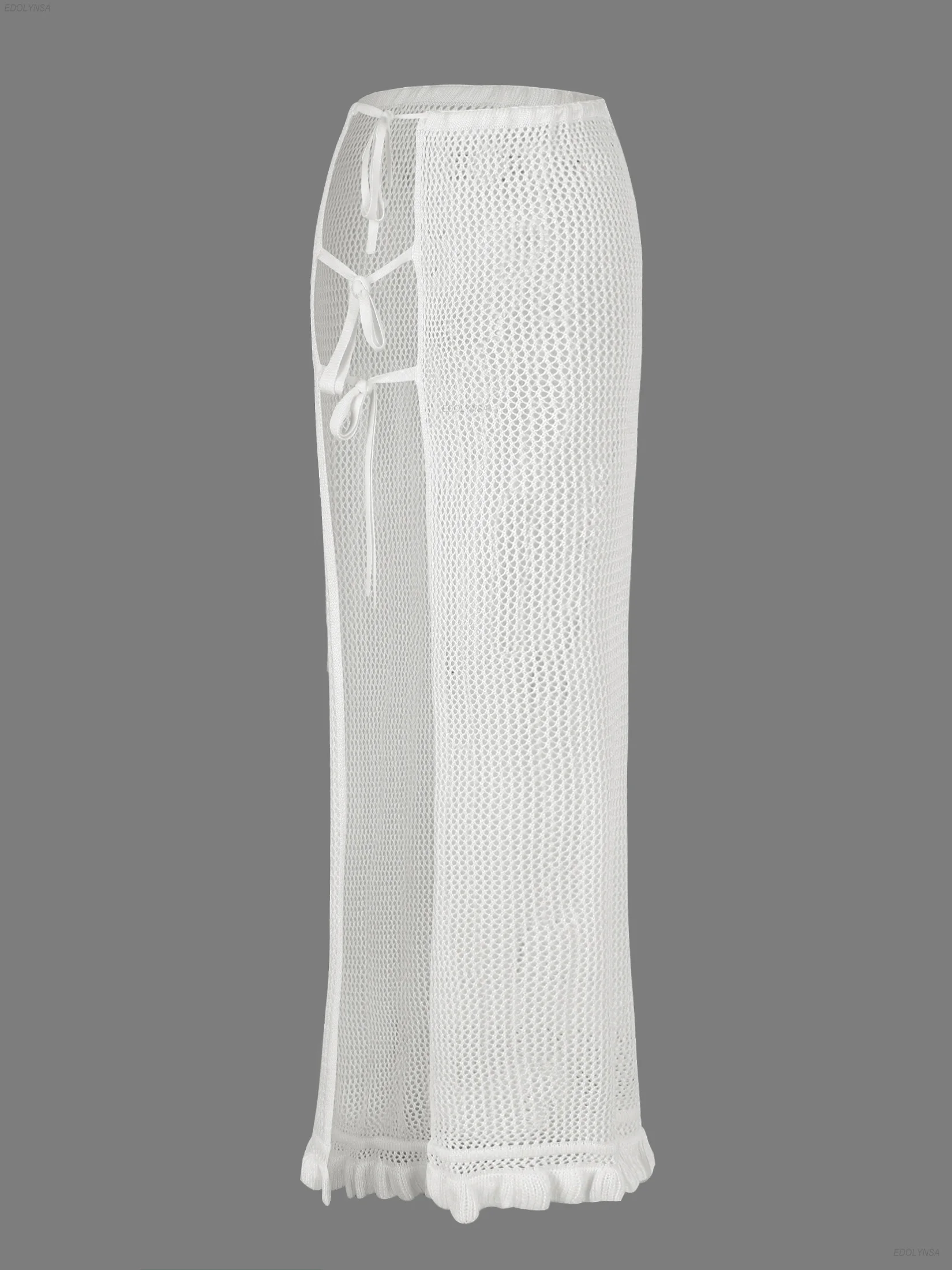 

Шикарные повседневные юбки с боковым разрезом на шнуровке, сексуальная летняя вязаная пляжная полуюбка с вырезами, женский купальник для вечеринки у бассейна 2025 года, накидка K249