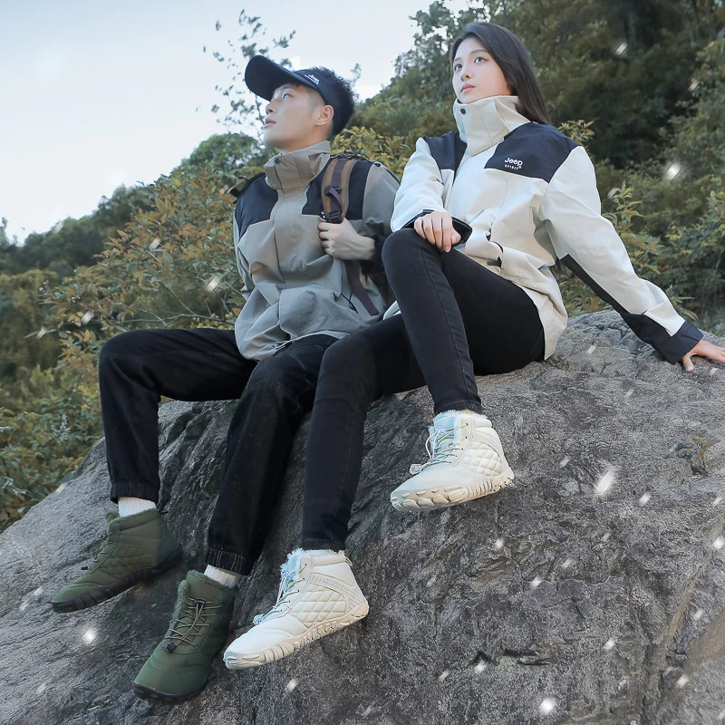 Women Winter Sports Shoes Men's Snow Barefoot Women's Outdoor Non Slip Warm Fur Casual Shoes Plus Ankle Boots Hiking Shoes 2025
