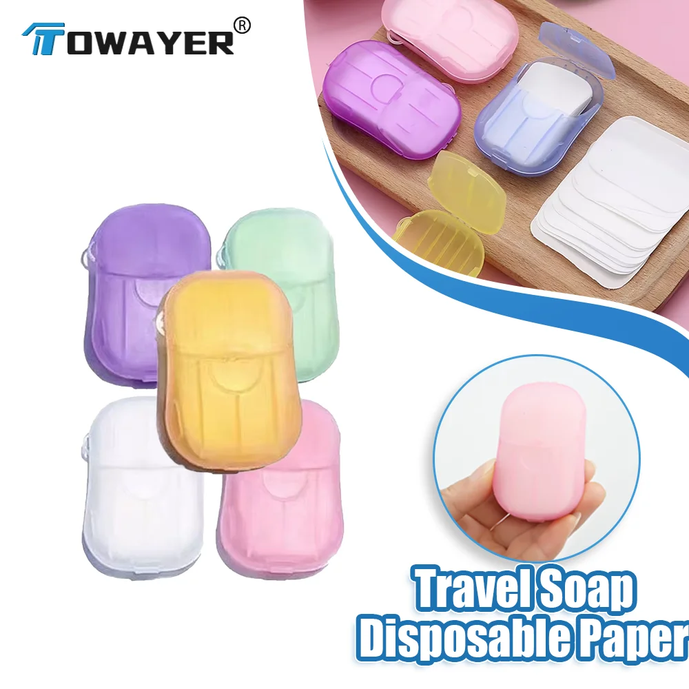 20/100PCS Travel Soap Paper Disposable Soap Paper Hand Wash Scented Sliced Paper Mini Soap Bathroom Accessories