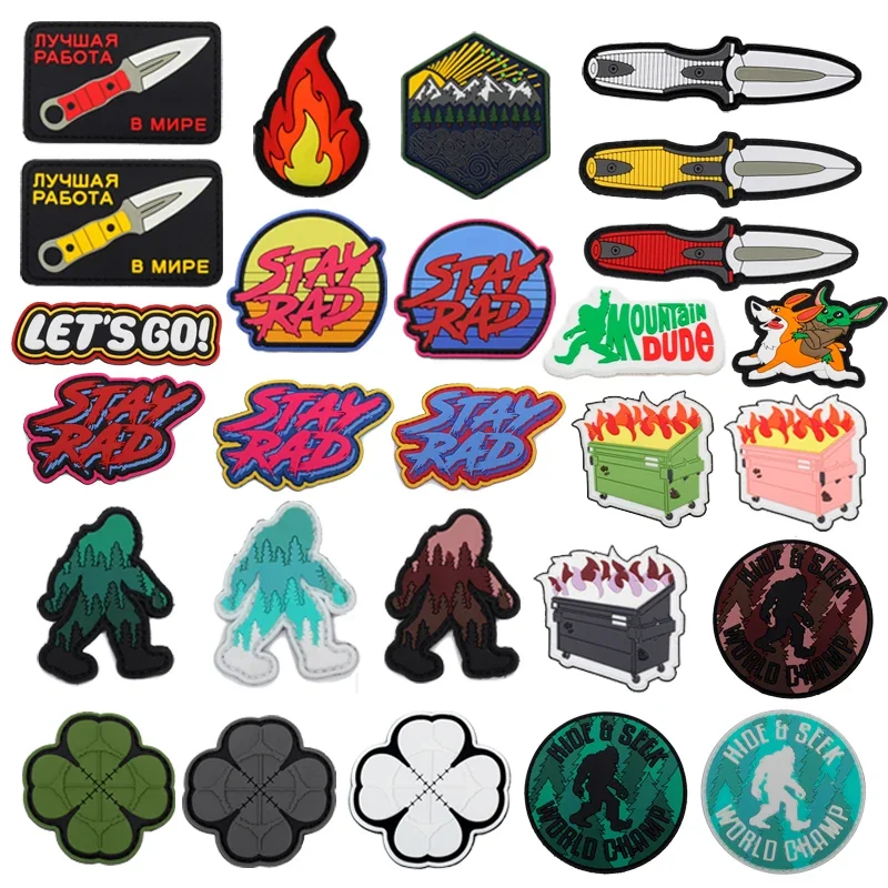 Outdoor Bag Accessories Camping Series 3D PVC Glow-in-the-dark Forest Badge Flame Personality DIY Jacket Hook Backpack Patch