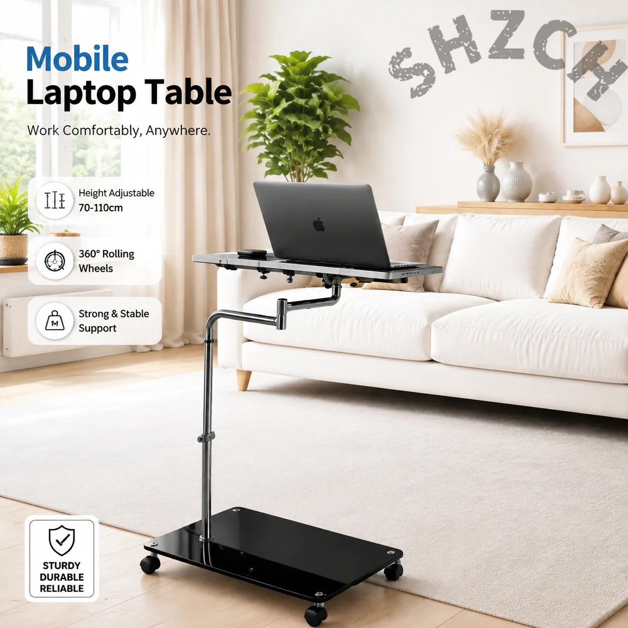 360° Rotating Adjustable Laptop Desk – Foldable Telescopic Cooling Stand for Bed, Sofa & Home Use