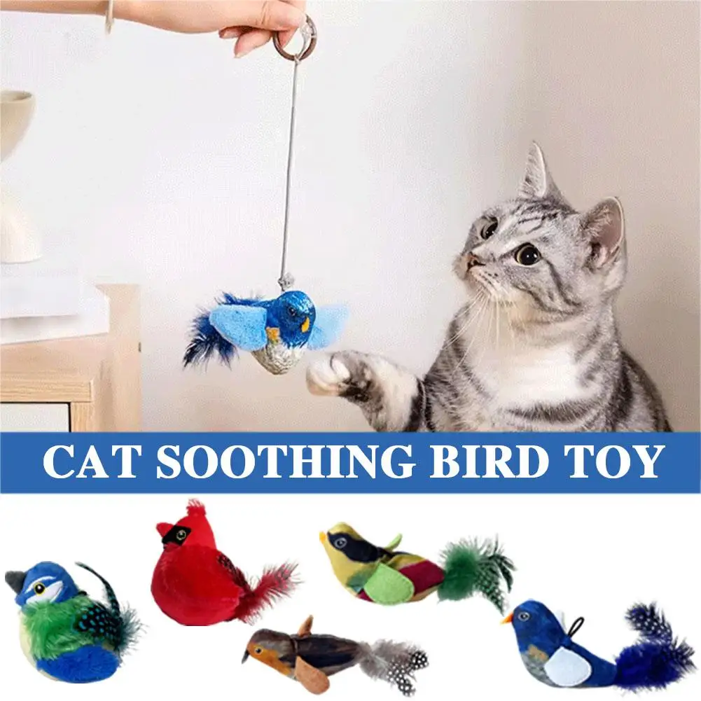 Simulado pássaro gato brinquedo interativo brinquedos cão chirping batendo pássaro gato pena brinquedos com sons brinquedos de som