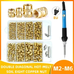 Heat Set Threaded Insert with Soldering Iron Tips, Brass Insert Tool Metric Knurled Copper Nut Kit for Plastic and 3D Printing