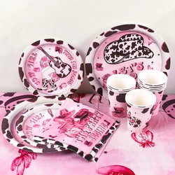 Western Cowgirl Party Decorations Disposable Tableware Cups Napkins tablecloth Pink Cowgirl Birthday Bachelorette Party Supplies