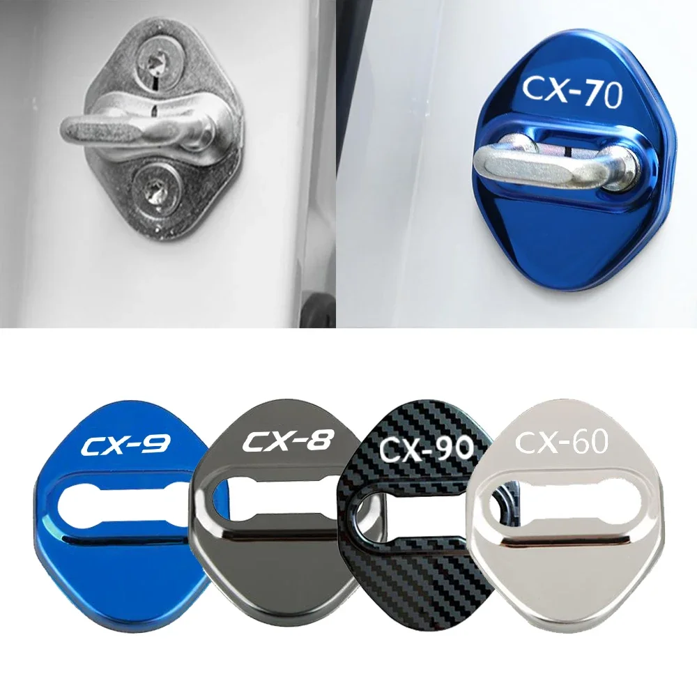 4Pcs Car Door Lock Buckle Zinc Alloy Protective Covers for Mazda CX-7 CX-8 CX-9 CX-60 CX-70 CX-80 CX-90 2008 2013 - 2024 2025