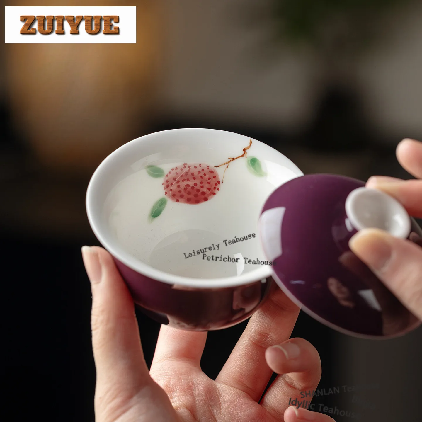 120ml Hand-painted Lychee Gaiwan Retro Tea Tureen Tea Bowl With Lid Kit Tea Making Cover Bowl Chinese Tea Set Accessories Craft