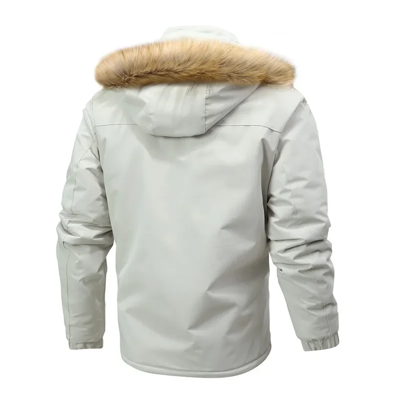 New Winter Men Hooded Fur Collar Parkas Fleece Warm Down Jackets Good Quality Male Slim Fit Long Winter Jackets Coats Size 4XL