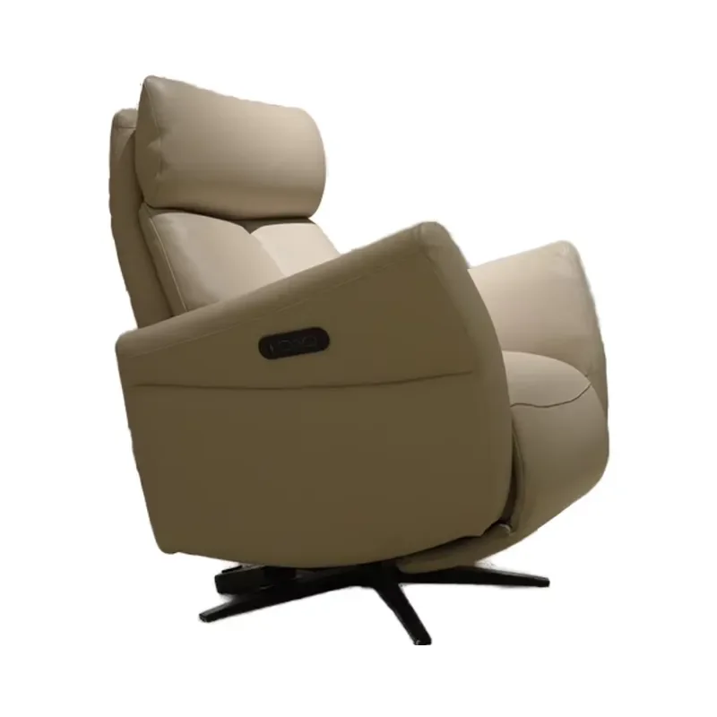 Electric Recliner Chair Genuine Leather Single Seat Swivel Sofa Wood Frame Modern Living Room Bedroom Home Furniture Decor