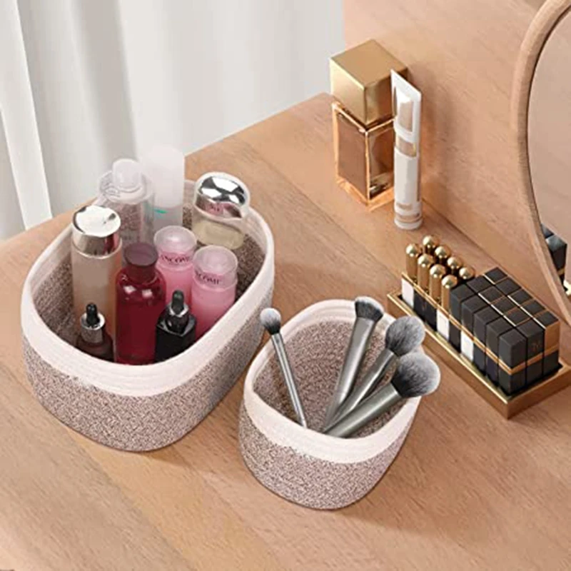 Desktop Cotton Rope Woven Storage Basket 4-Piece Set Square Storage Basket Toy Storage Basket Large Storage Basket