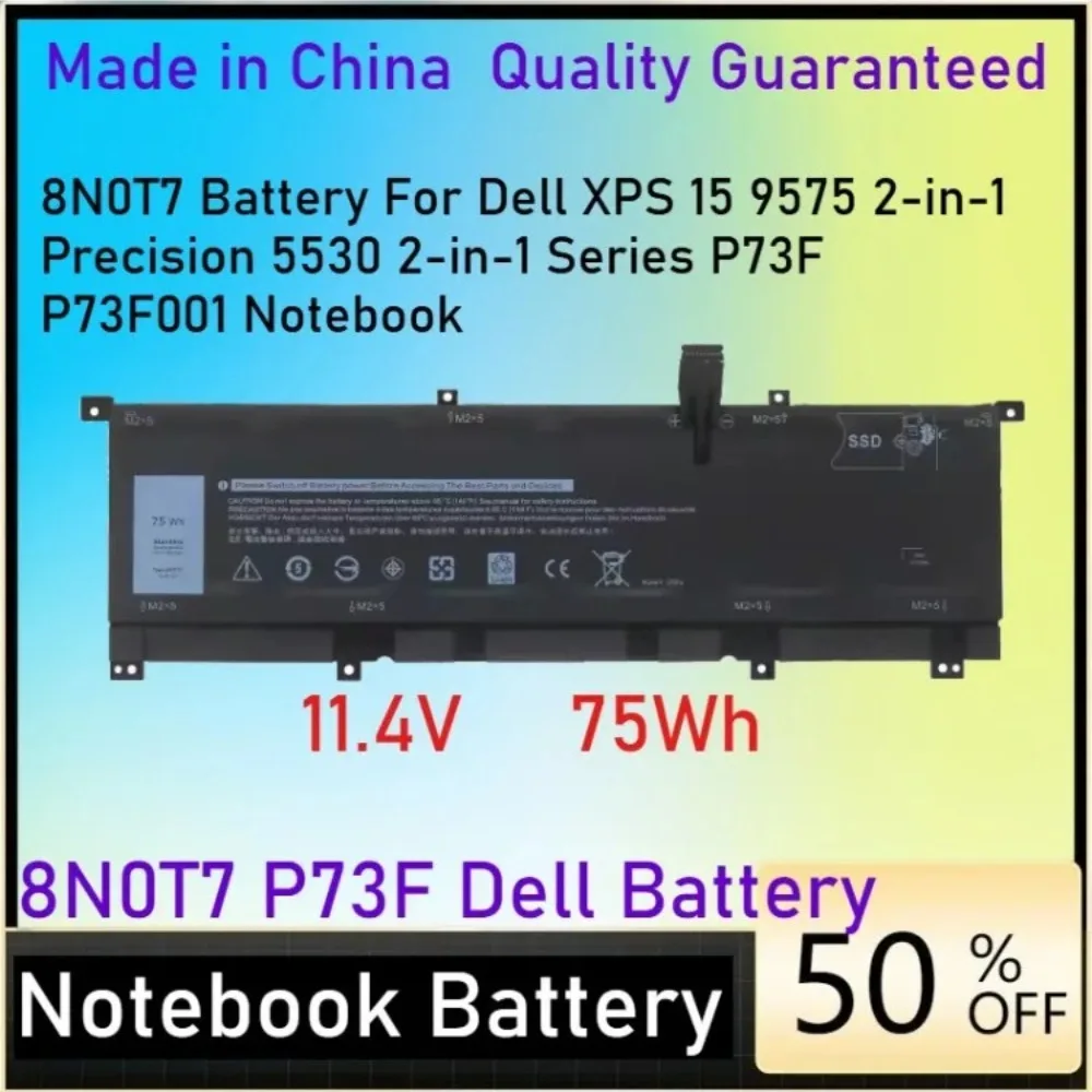 

75Wh 8N0T7 Battery for Dell XPS 15 9575 2-in-1 Precision 5530 2-in-1 Series P73F P73F001