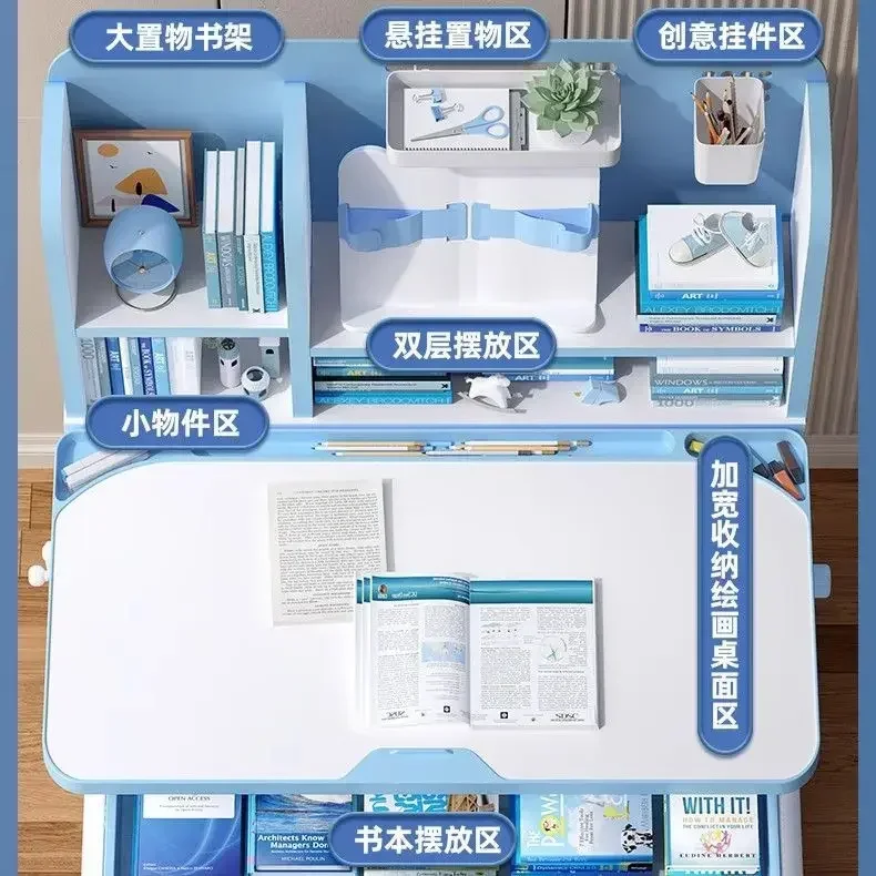 Bureau d'étude pour enfants, bureau et chaise d'étudiant minimaliste, bureau de travail d'écriture, école primaire, ménage