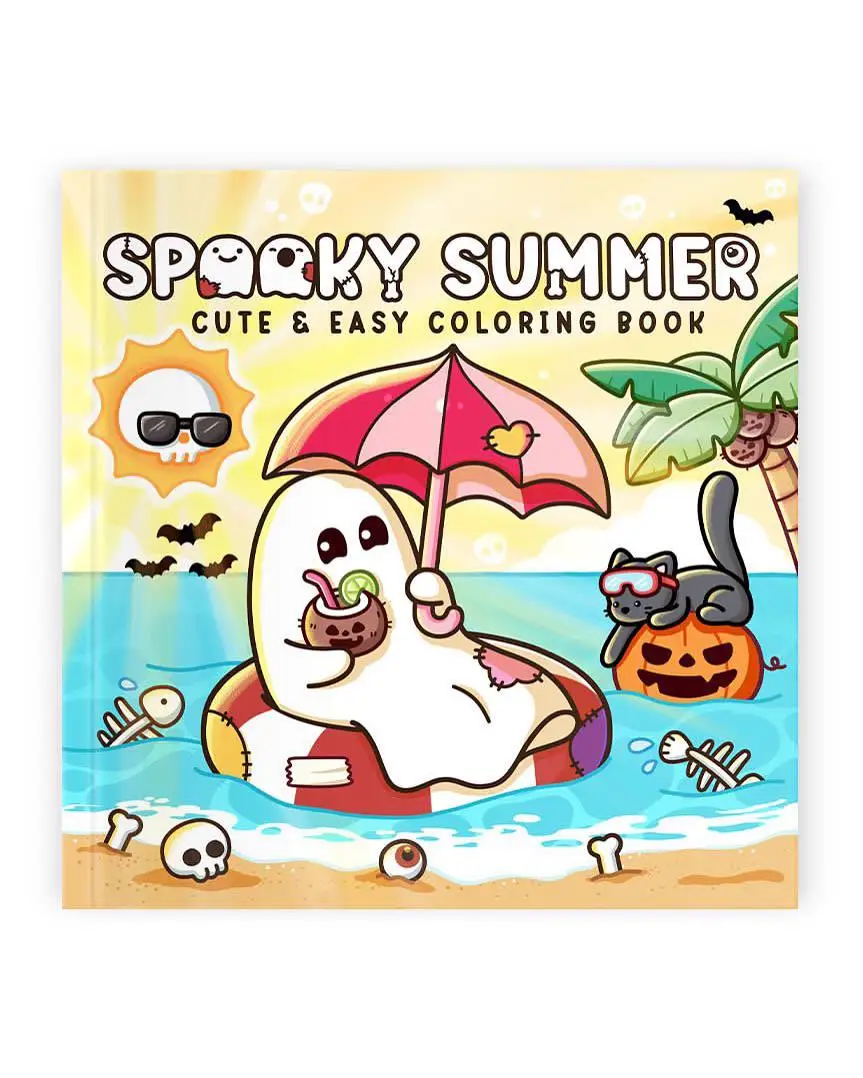 

Spooky Summer: Coloring Book for Adults and Teens with Cute Creepy Characters Enjoying Summer Days, Simple and Easy Designs for