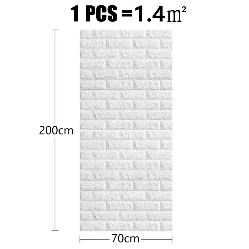 3D Faux tijolo adesivos de parede, papel de parede impermeável auto-adesivo, decoração Home, DIY, quarto de criança, quarto, cozinha, 1m