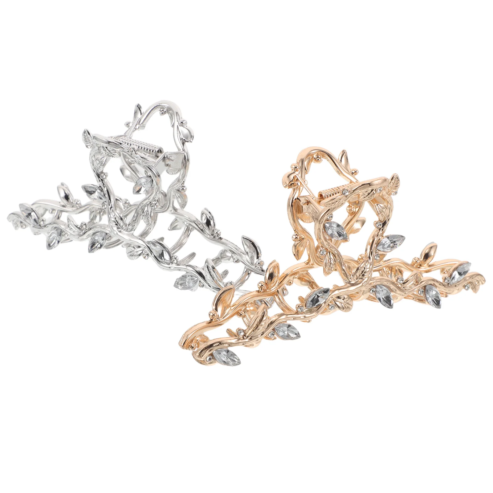 

2Pcs Metal Rhinestone Leaf Hair Claw Clips Alloy Large Catch Barrettes Non Slip Hair Accessories for Women Crystal Claw Clip