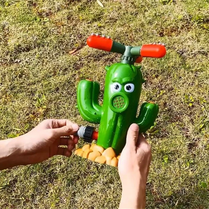 Aspersor agua con forma Cactus dibujos animados para niños, juguete riego para patio trasero, parque acuático, juego