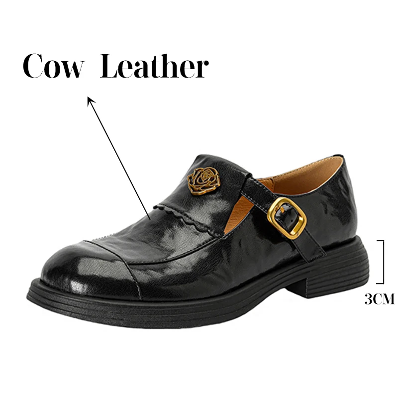 TULING JUN 2024New Full Leather Four Seasons Deep-mouthed Women's Shoes Round Toe Retro Simplicity Comfort Lefu For Women L