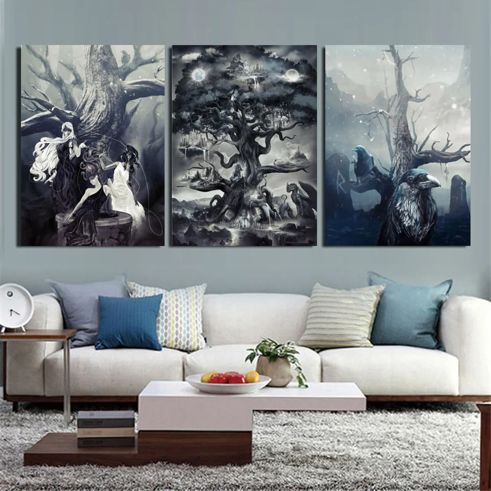 Yggdrasil Norse World Tree AB Drill Diamond Painting Norse Mythology Fantasy Landscape Mosaic Portrait Pictures For Home Decor