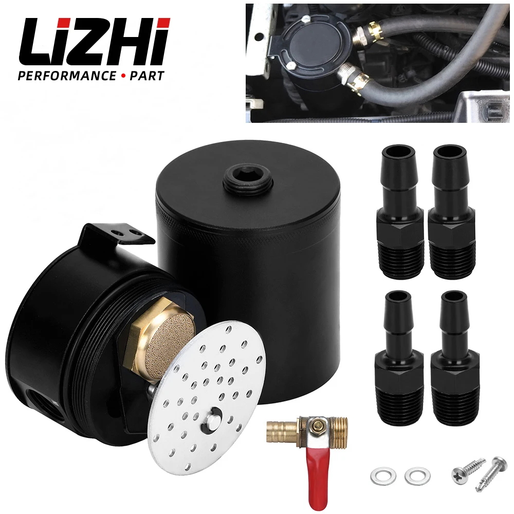 

Oil Catch Can Compact Baffled 2-Port/3-Port Aluminum Reservoir Oil Catch Tank Fuel Tank Parts Two hole breathable Kettle