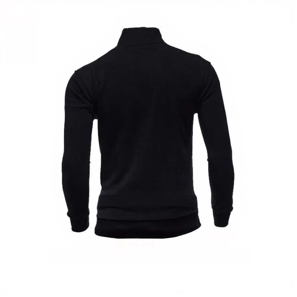 Zipper Stand Collar Minimalist Sweatshirt for Men Solid Color Polyester Spandex Blend Casual Jacket Regular Fit