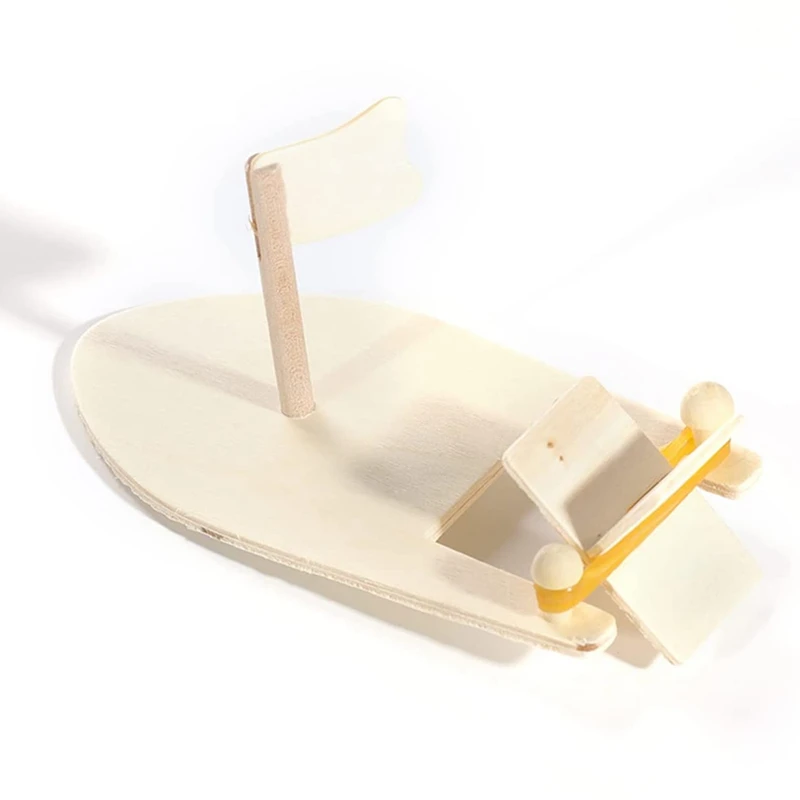 DIY Wooden Sailboat Rubber Band Paddle Boat Paint And Decorate Wooden Sailboat Embryo Model Handmade Materials Craft Kit