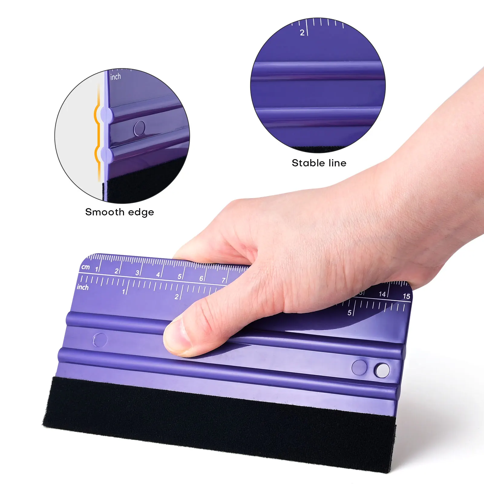 FOSHIO 2pcs/Pack Purple Ruler Squeegee Window Film Car Wrapping Tool With Fabric Felt Edge Hard Plastic Cleaning Scraper 15/30cm