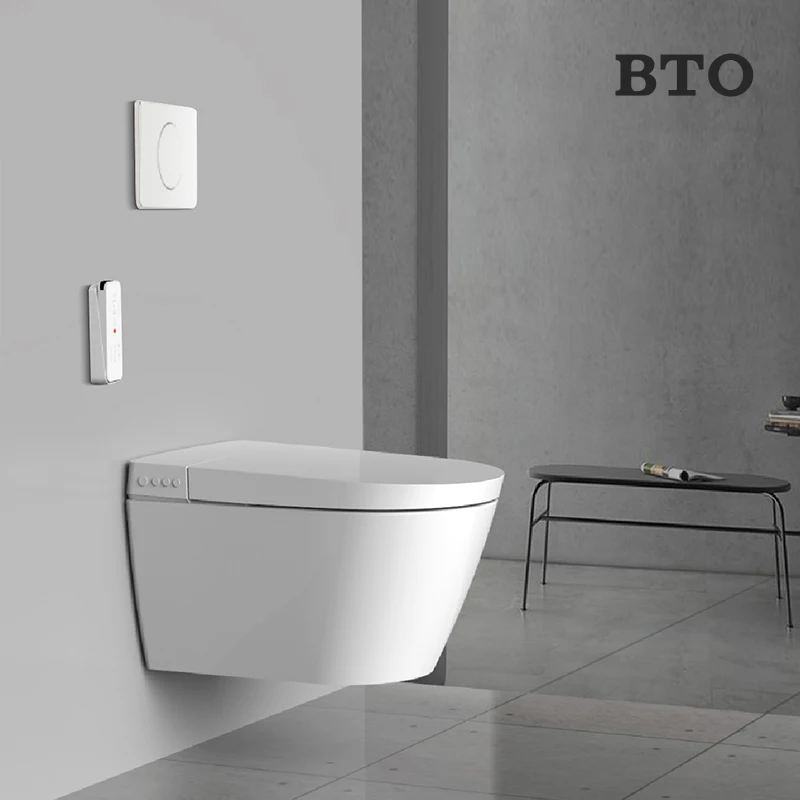 BTO Wall Hung Smart Toilet Automatic Western P-trap Toilet Intelligent Wall Mounted Wc Smart Toilet Bidet