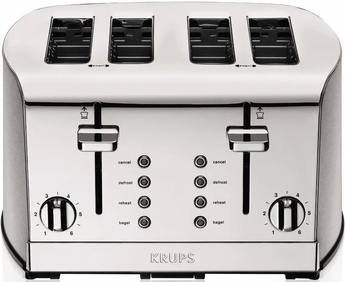 

4-Slice Stainless Steel Toaster 1500W, 6 Browning Settings, Defrost, Reheat, High Lift Lever, Silver Matte Chrome
