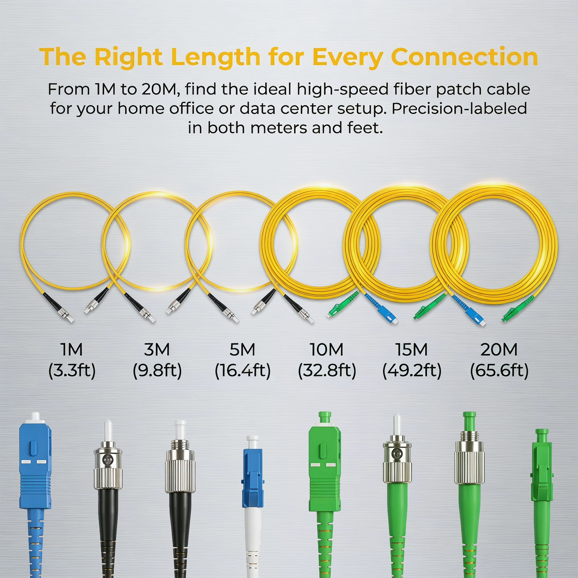 5PCS UPC/APC SC/FC/ST to LC/SC/FC/ST Fiber Optic Patch Cord, 1/3/5/10/15/20/30M Single Core Single Mode, Indoor Extension Cable