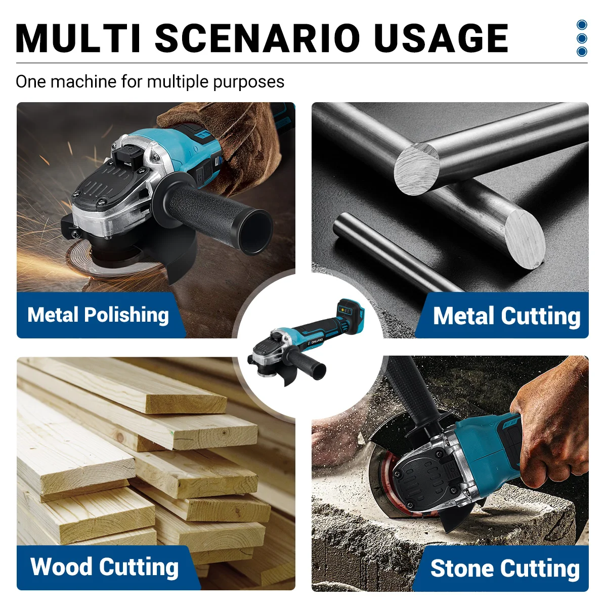 Drillpro 125mm M10 Brushless Angle Grinder Angle Grinder Accessories Woodworking Cutting  Power Tool For Makita  18V Battery