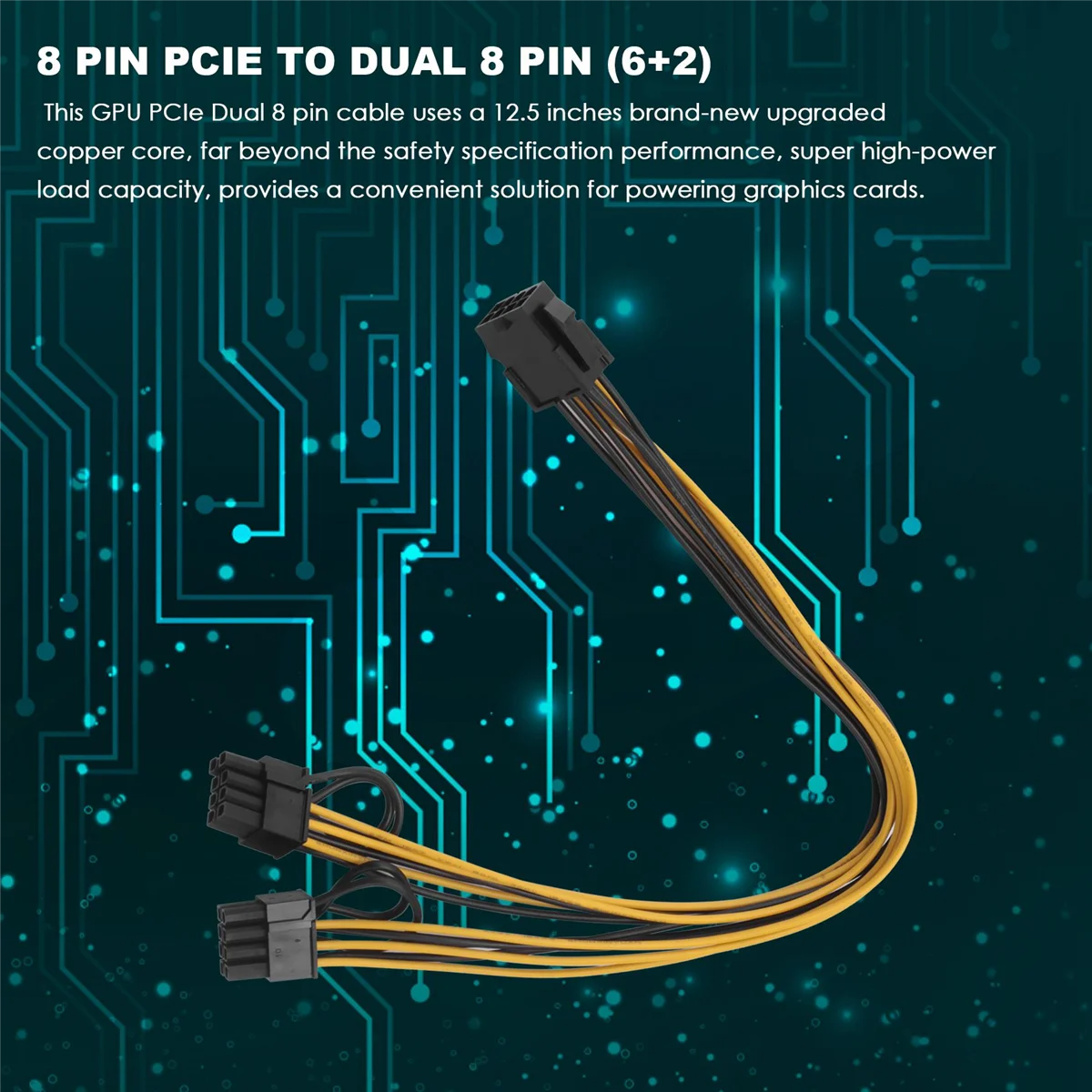 8 Pack 8 Pin PCIe Splitter to Dual 8 Pin (6+2) Graphics Card PCIE Power Adapter,VGA GPU Extension Cable for Mining