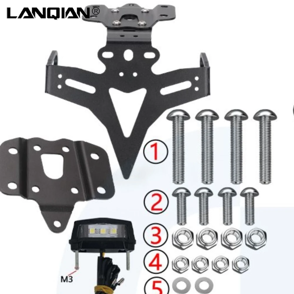 For Yamaha FZ-07 MT-07 YZF R7 FZ07 MT07 YZFR7 Motorcycle License Plate Bracket Holder LED Rear Tail Tidy Fender Eliminator Kit