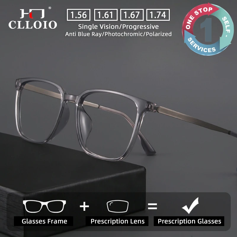 

CLLOIO UltraLight Fashion Versatile Prescription Glasses Blue Light Blocking Round Myopia Reading Glasses Progressive Eyewear