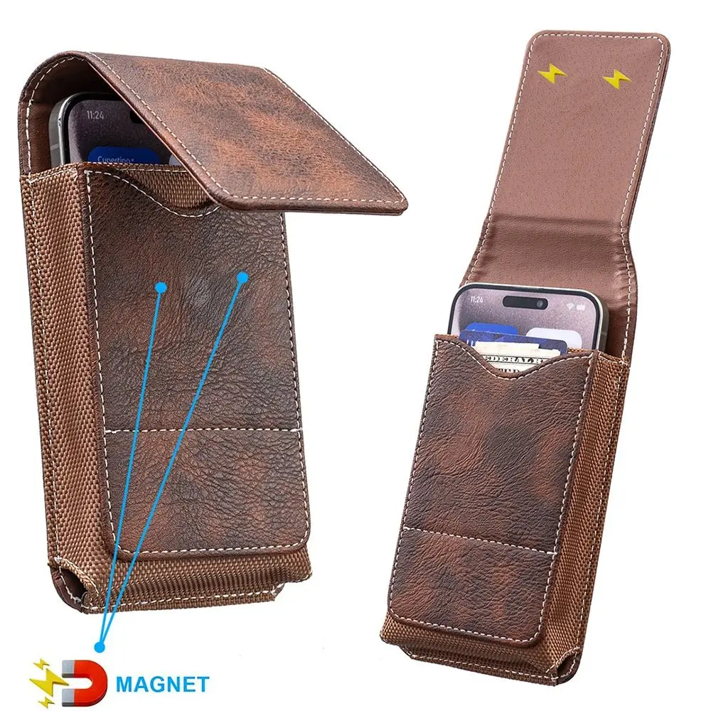 1Pcs New PU Leather Phone Waist Pack 5-7inch Universal Waist Bag Phone Case Outdoor Camping Belt Hanging Pouch For Smartphone