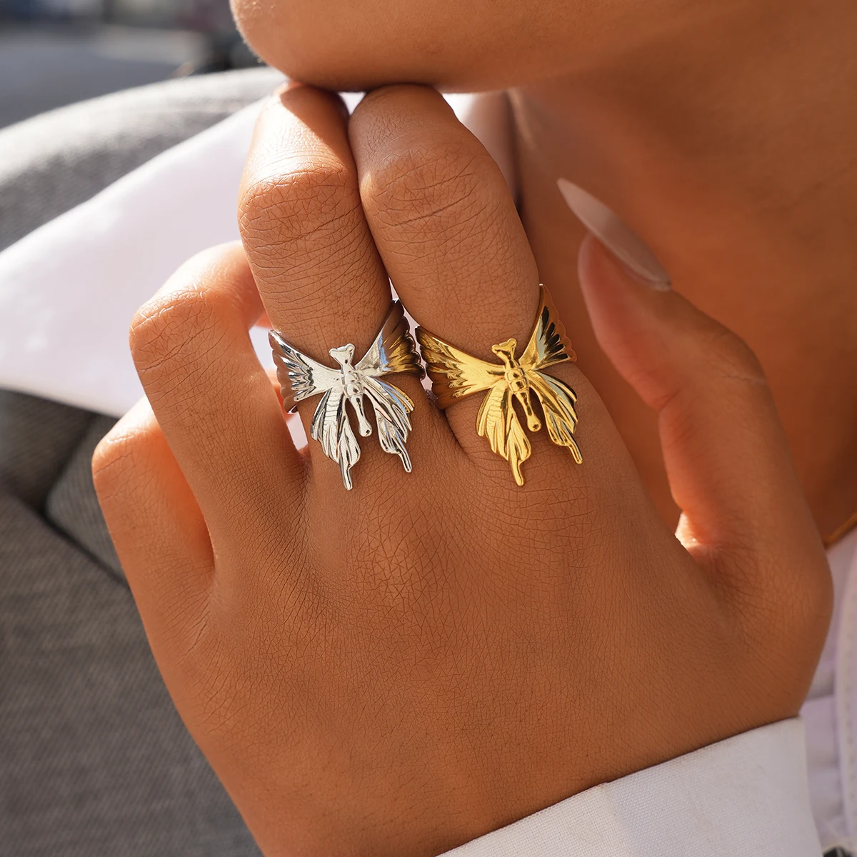 

Stainless Steel 18k Gold Plated Vintage Stereoscopic Bow Shaped Rings for Women Waterproof Fashion Charm Jewelry For Her