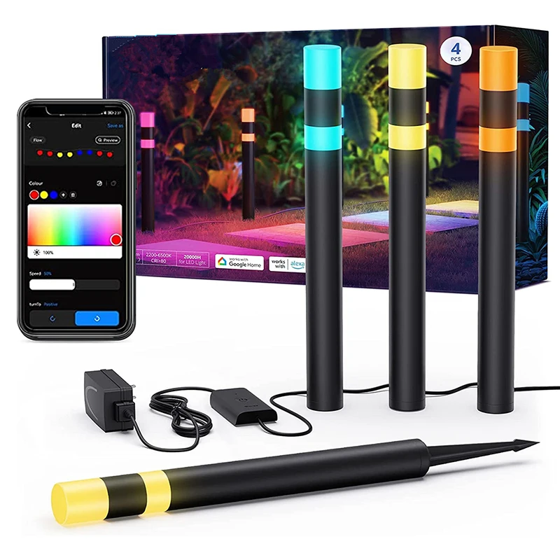 

Умные садовые фонари с Wi-Fi, уличные водонепроницаемые лампы rgb для газона с голосовым управлением
