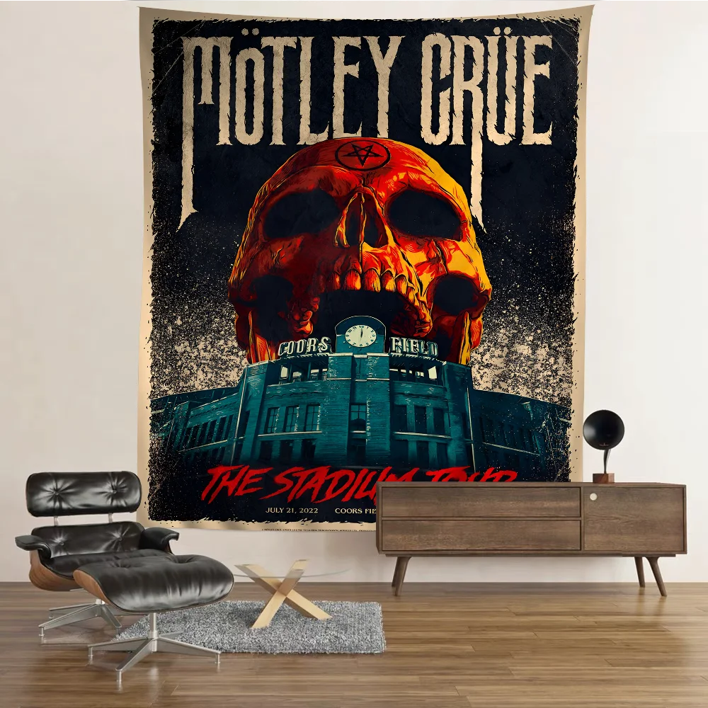 Popular Band M-Motley C-Crues Colorful Tapestry Wall Hanging Hanging Tarot Hippie Wall Rugs Dorm Wall Art Decor