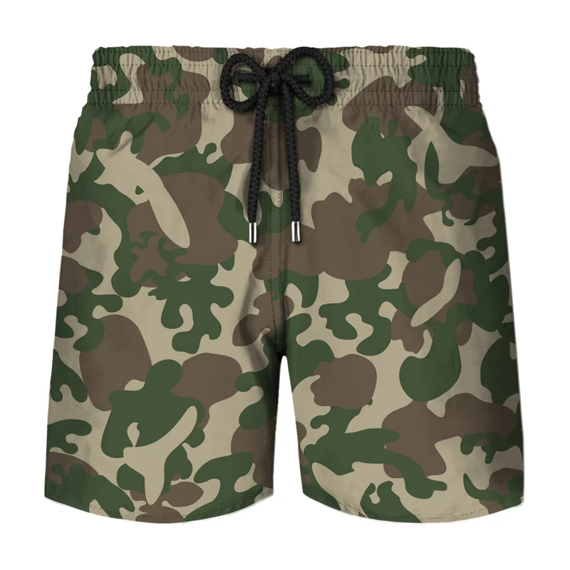 Calções de tabuleiro de camuflagem clássicos masculinos, estampados em 3D, calção de secagem rápida, calções de gelo frios, moda infantil, verão