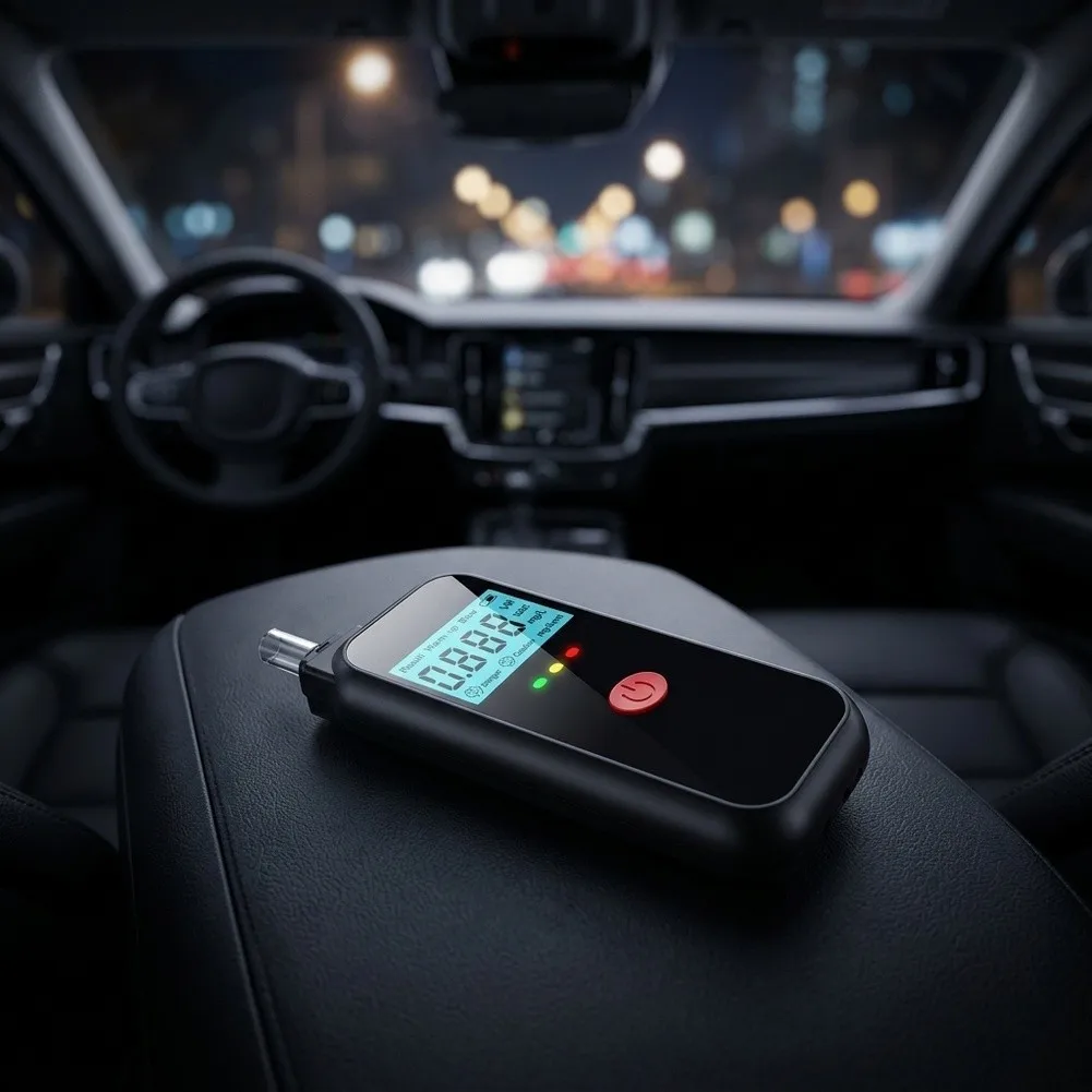 Portable Digital LCD Breathalyzer With Three Color Light 50 Record Memory For Personal Testing Detector Black Portable