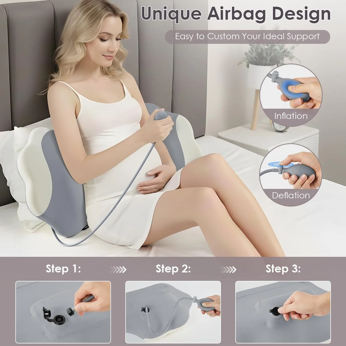 Maternity side-sleeping waist support pillow, maternity body pillow with lumbar support, ice silk memory foam lumbar pillow.