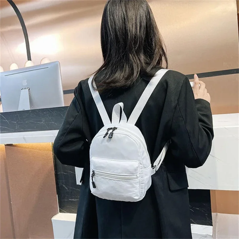 Korean Nylon holographic backpack Women Casual Solid Color Small Schoolbag Travel Bag For Teenager Student School Bag Back