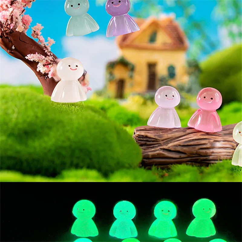 Glowing Mini Resin Elves Sunny Doll Figures for Fairy Garden Decor Micro Gnome Briquettes Miniature Terrarium Ornament