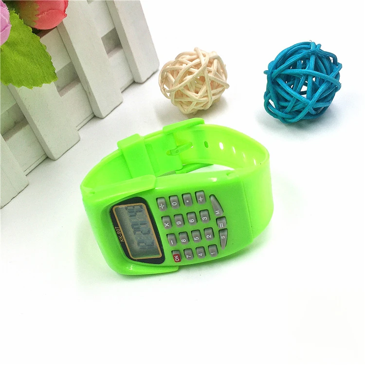 Calcolatrice elettronica per bambini data in Silicone tastiera multiuso orologio da polso bambino calcolatrice 8-digitale per cancelleria scolastica