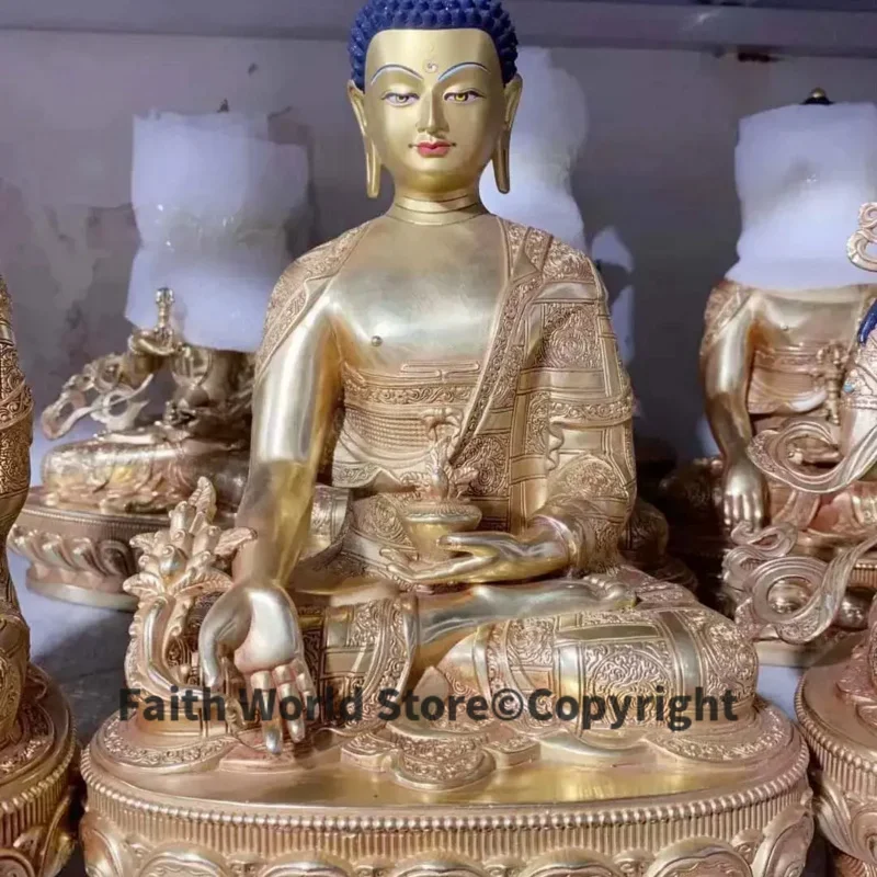 30cm lage Nepal Tibet TOP High grade copper Medicine Tathagata Buddha statue Worship Buddha home Family protection Health safety