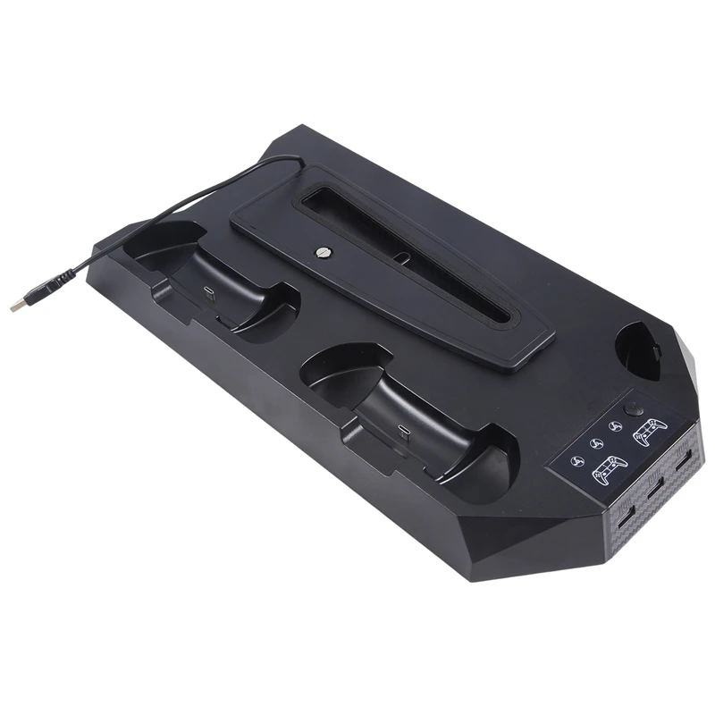 حامل تبريد PS5 Slim/PS5 لقاعدة مروحة DE/UHD، وحدة تحكم رفيعة للغاية متعددة الوظائف، حامل شحن مباشر متين، أسود