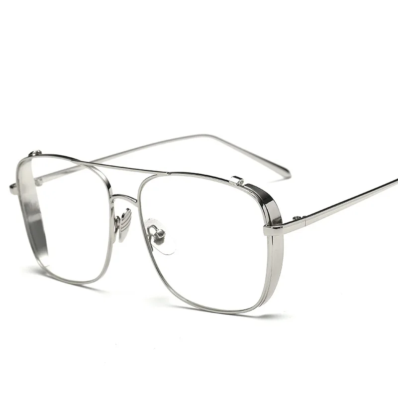SHAUNA Anti-Blue Light Oversized Women Punk Glasses Frame Brand Designer Fashion Men Rectangle Metal Computer Eyeglasses
