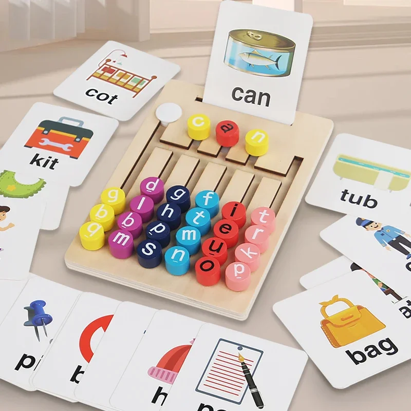 

Montessori Vowels Go Position Spelling Word Letter Maze Matching Game Logical Reasoning Training Educational Toys