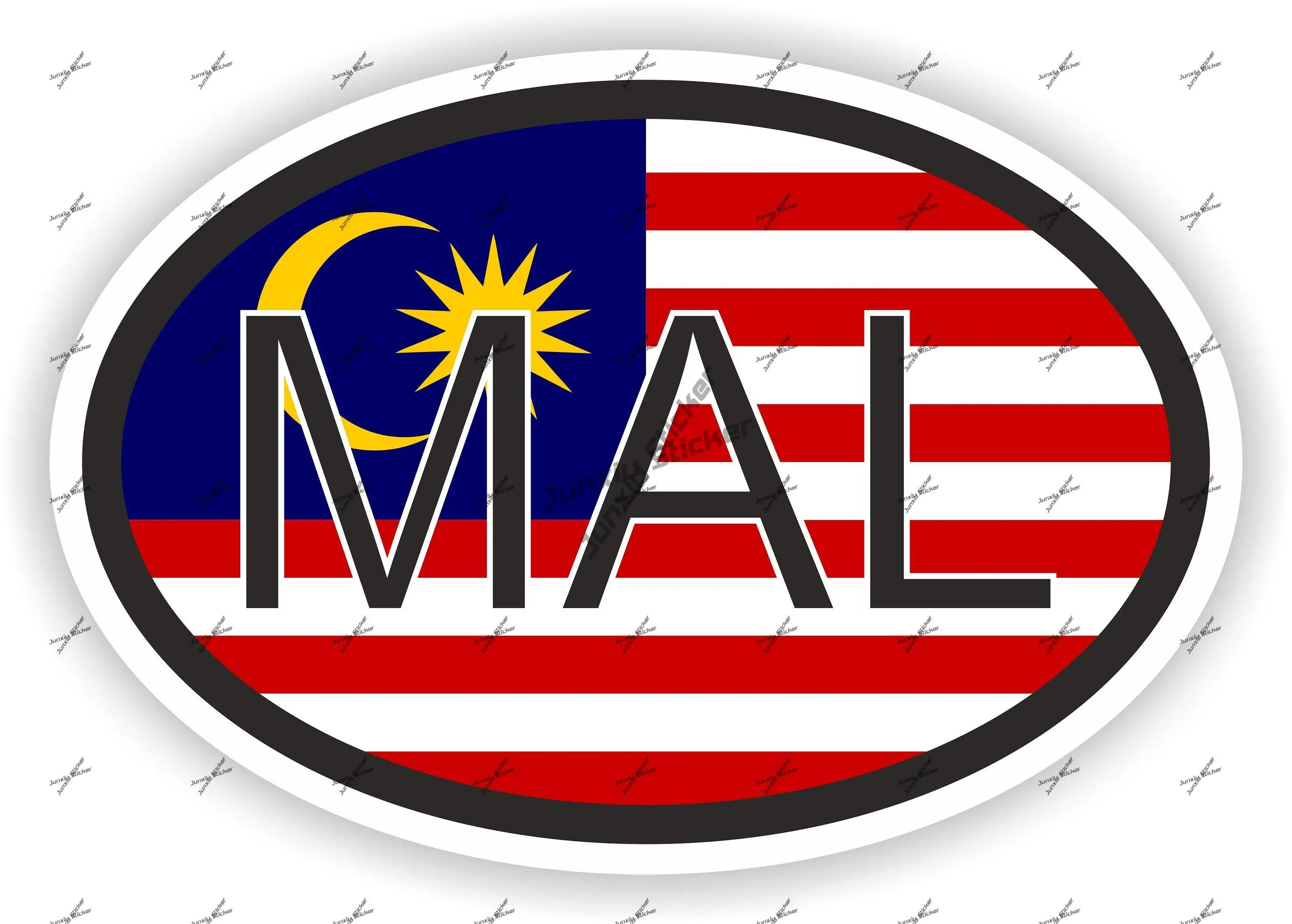 

Malaysia MAL Country Code Oval Sticker with Flag Decal for SUV Bumper Laptop Book Fridge Motorcycle Helmet Vehicle Accessories