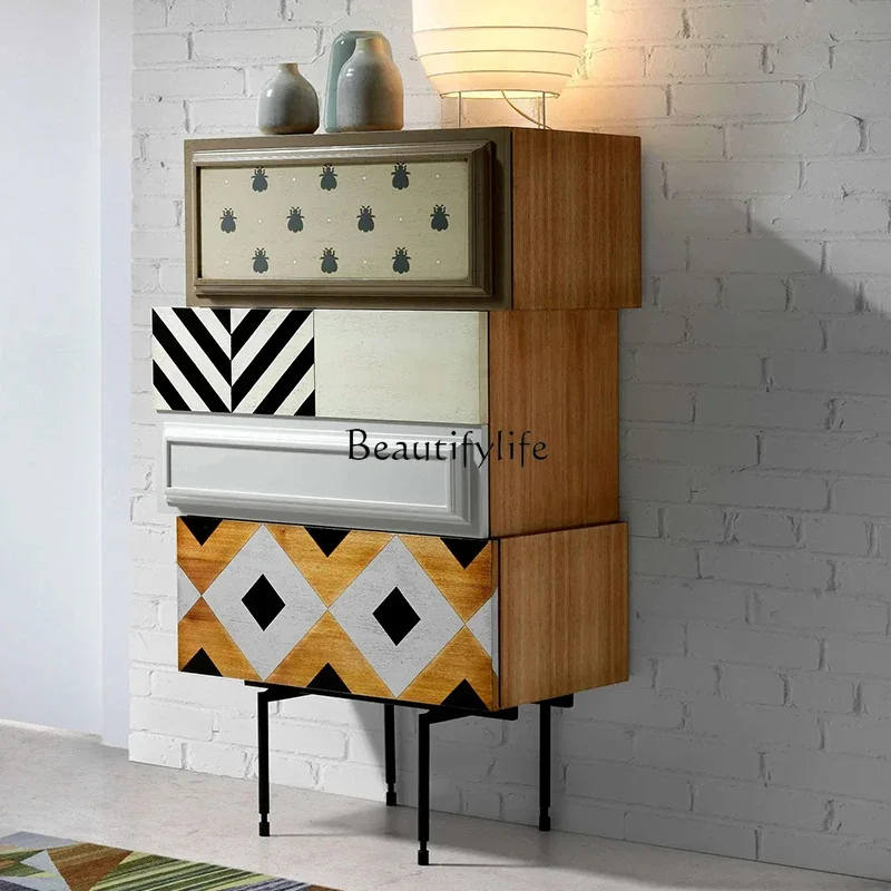 

XX39*Medieval solid wood four-chest cabinet light luxury high-end living room against the wall storage cabinet