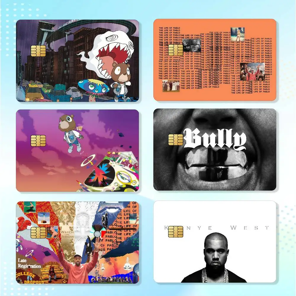 Rap Singer K-kanye W-west Matte Card Stickers For Credit Cards Debit Cards And Transit Cards 4Pcs